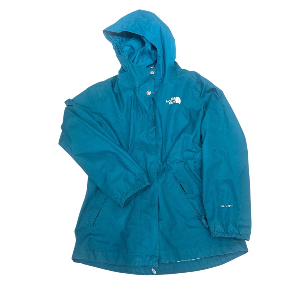 The North Face HyVent‎ Girl Hooded Jacket Oven Blue Size 7/8
